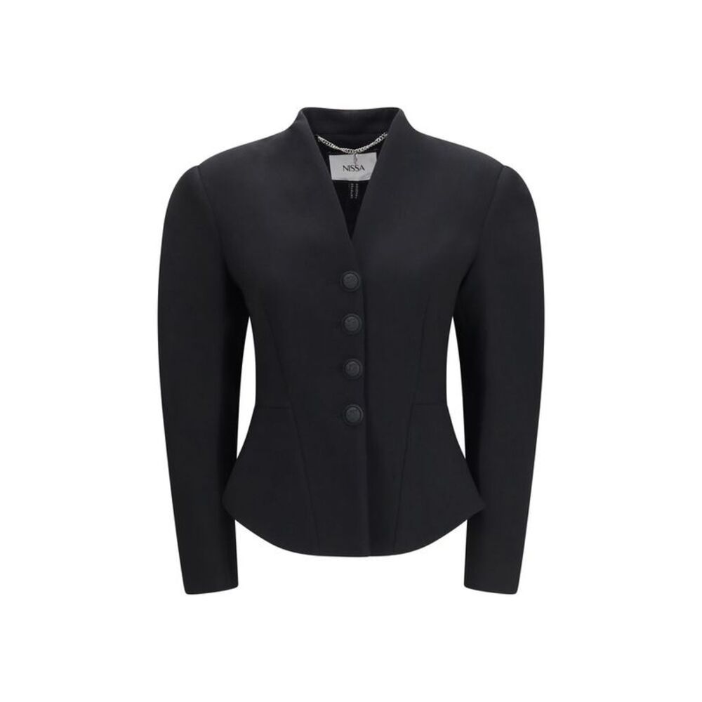 Nissa Black Polyester Women's Jacket